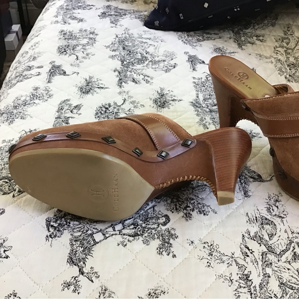 Authentic!* New* Cole Haan couture suede leather, high end mules/clog! - Picture 11 of 12